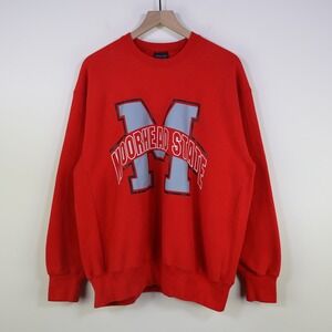 Vintage 90s Moorhead State Sweatshirt XL Collegiate Retro Red Cotton Fleece